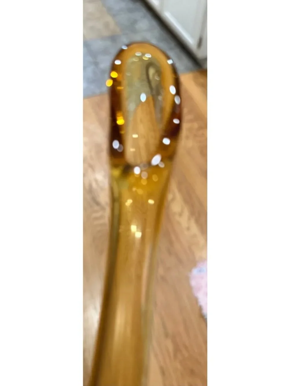 Honey Amber Fenton Thumbprint Colonial Swung MCM Vase on footed base
